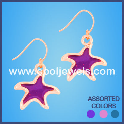 Rose Gold Glitter Glass Starfish Earrings