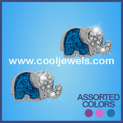 Elephant Glitter Glass Earrings