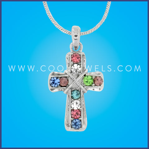 SILVER SNAKE CHAIN WITH RHINESTONE CROSS