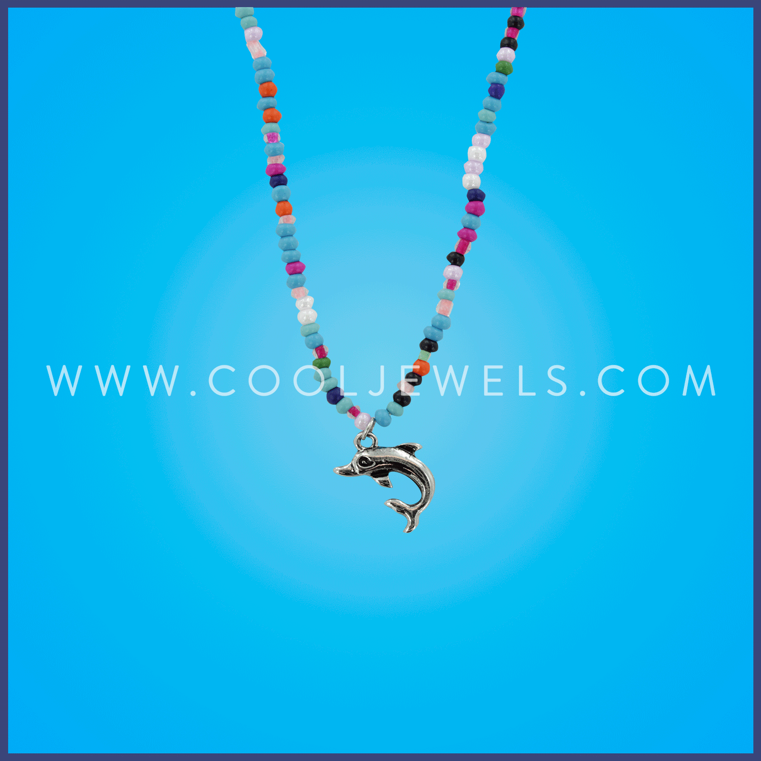 MULTICOLOR BEADED NECKLACE WITH DOLPHIN PENDANT