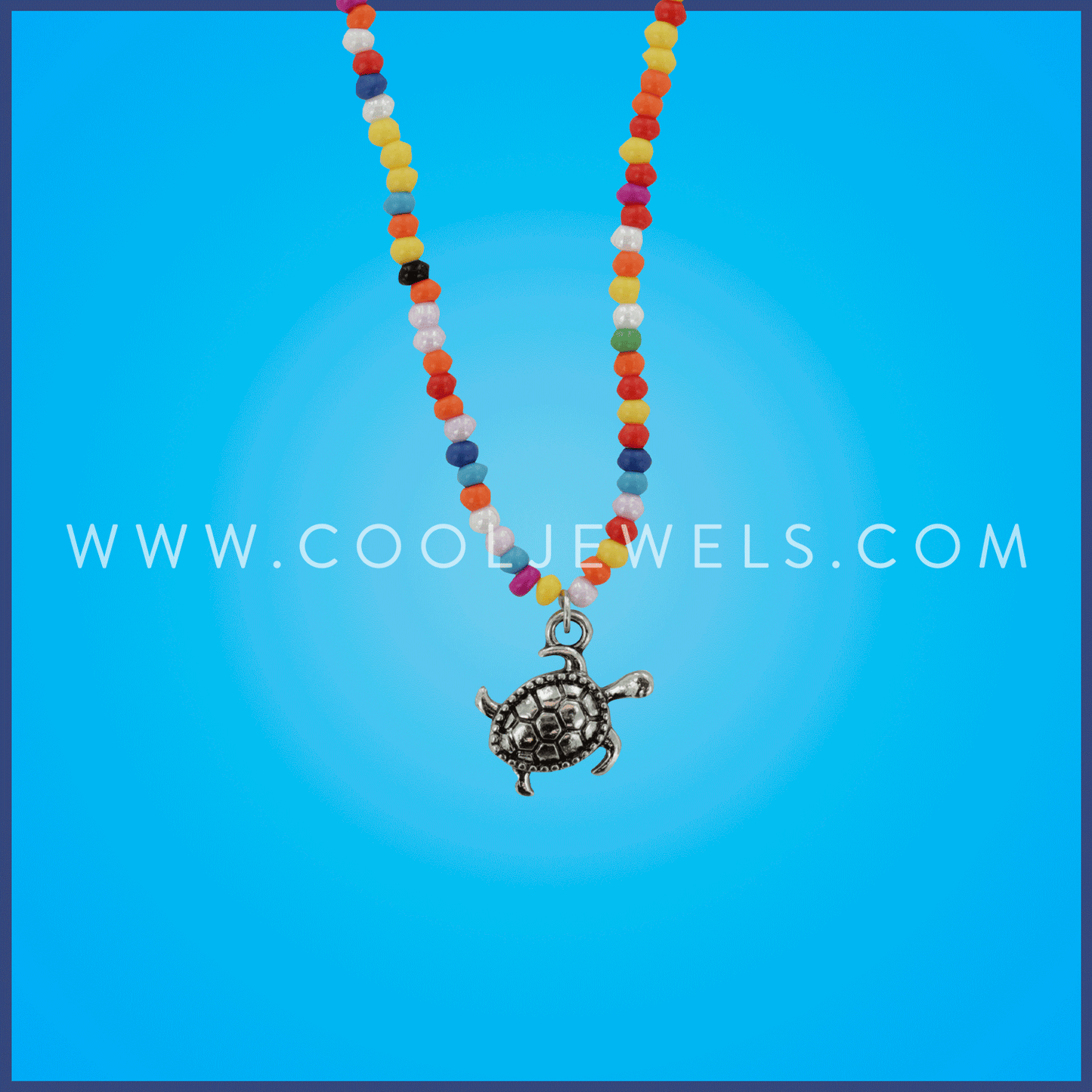 MULTICOLOR BEADED NECKLACE WITH TURTLE PENDANT