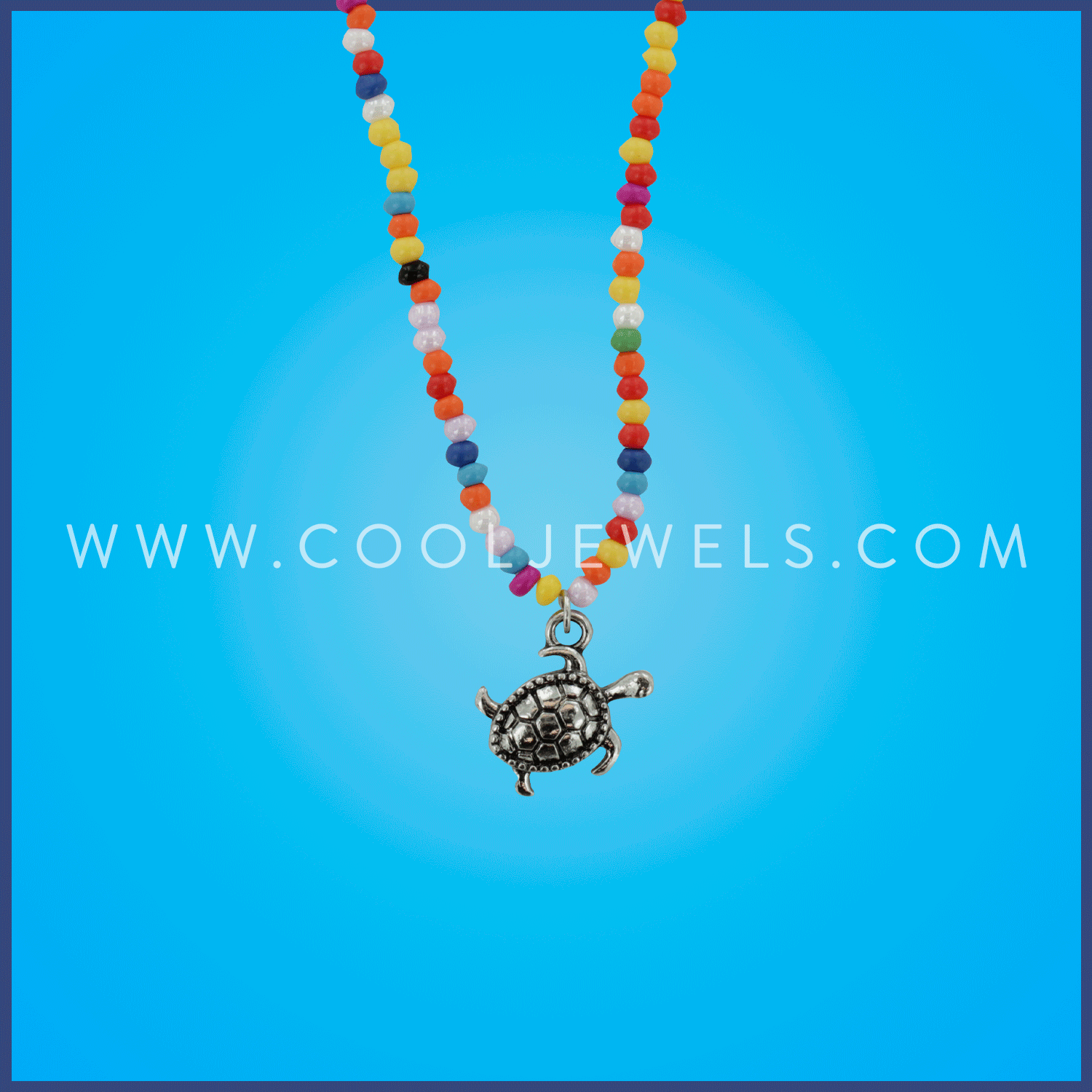 MULTICOLOR BEADED NECKLACE WITH TURTLE PENDANT