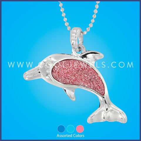 Assorted Glitter Dolphin Pendant Necklaces