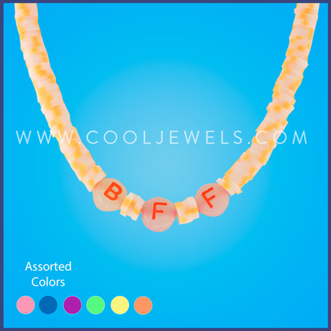 SLIDER NECKLACE WITH FIMO & GLOW BEADS "BFF" 