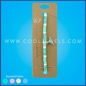ELASTIC STRETCH BRACELET WITH FIMO AND ENAMEL WHALE TAIL ASSORTED - CARDED