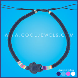 FIMO SLICE CHOKER WITH STONES & TURTLE PENDANT