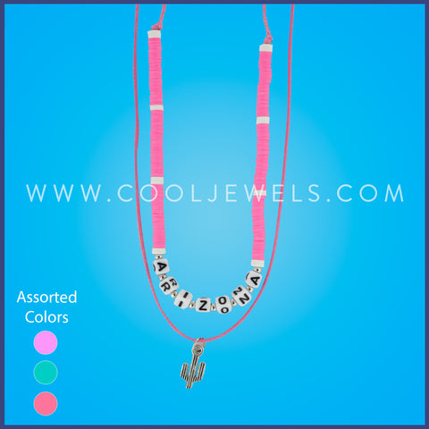 DOUBLE LAYER CORD NECKLACE WITH FIMO & ARIZONA & CACTUS