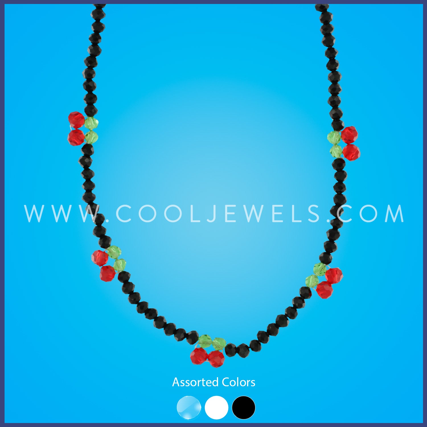 SEED BEAD NECKLACE WITH CHERRIES - ASSORTED