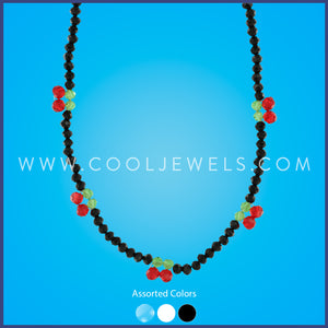 SEED BEAD NECKLACE WITH CHERRIES - ASSORTED