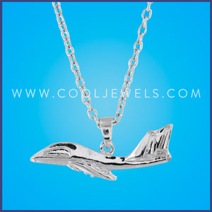LINK CHAIN NECKLACE WITH JET PENDANT