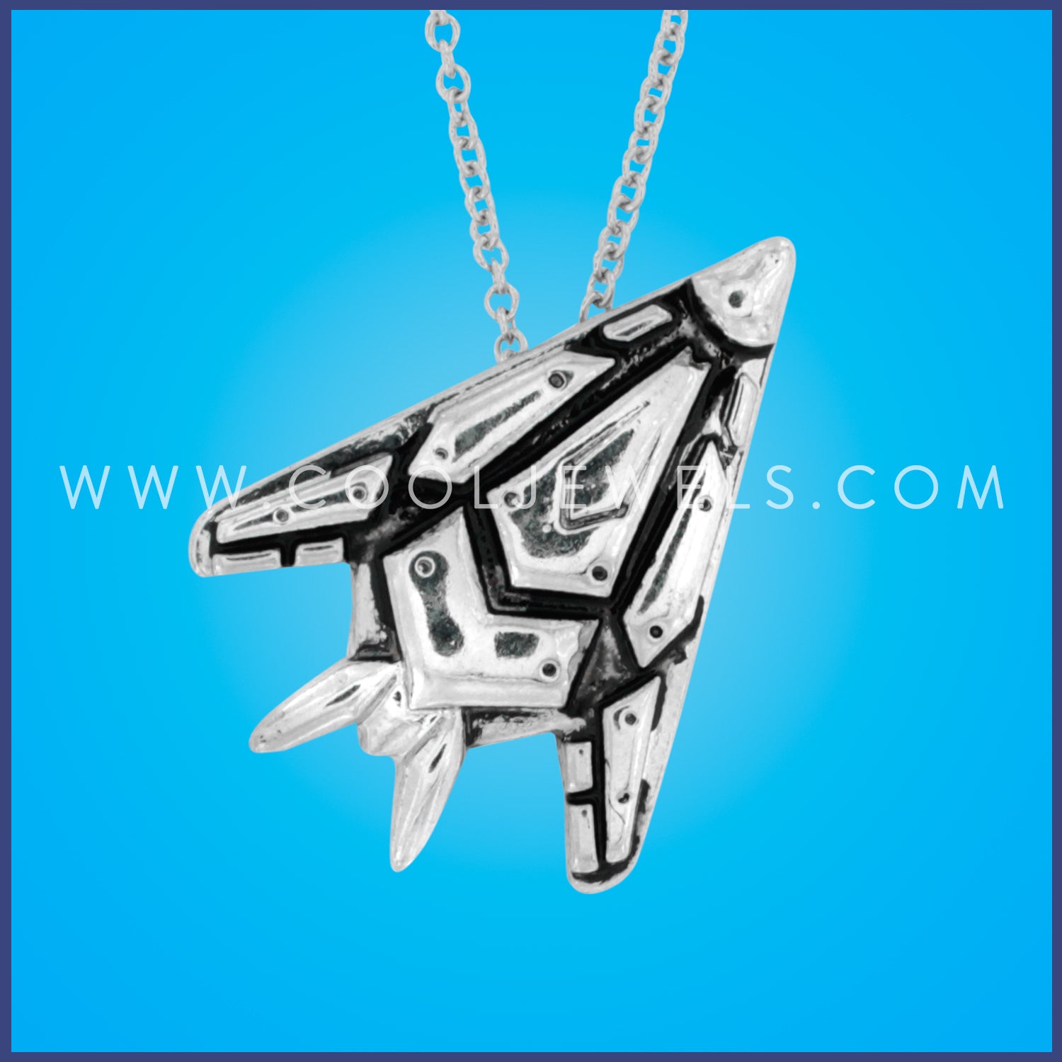 LINK CHAIN NECKLACE WITH JET PENDANT