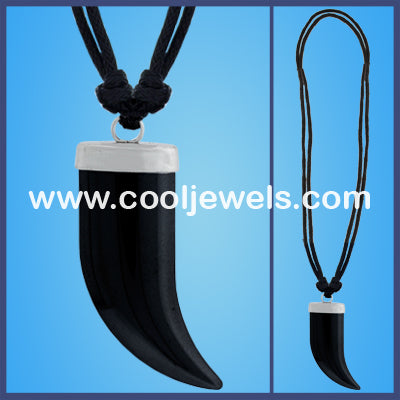 Hematite Tooth Cord Necklaces