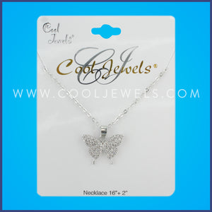 LINK CHAIN NECKLACE WITH RHINESTONE BUTTERFLY