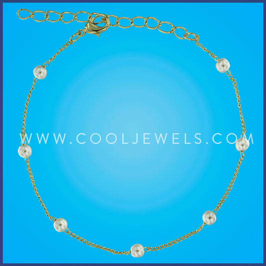 GOLD BRACELETS WITH PEARL BEADS