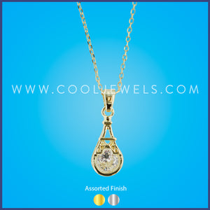 NECKLACE WITH TEARDROP EIFFEL TOWER RHINESTONE PENDANT