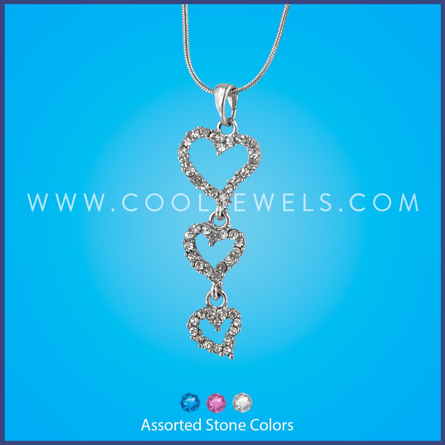 NECKLACE WITH RHINESTONE HEARTS 
