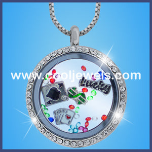Round Rhinestone Gambling Necklaces