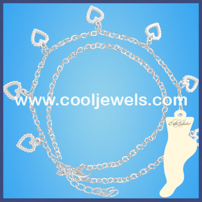 Silver Heart Anklets