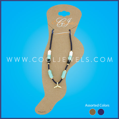 Anklet with Beads and Whale tail.
