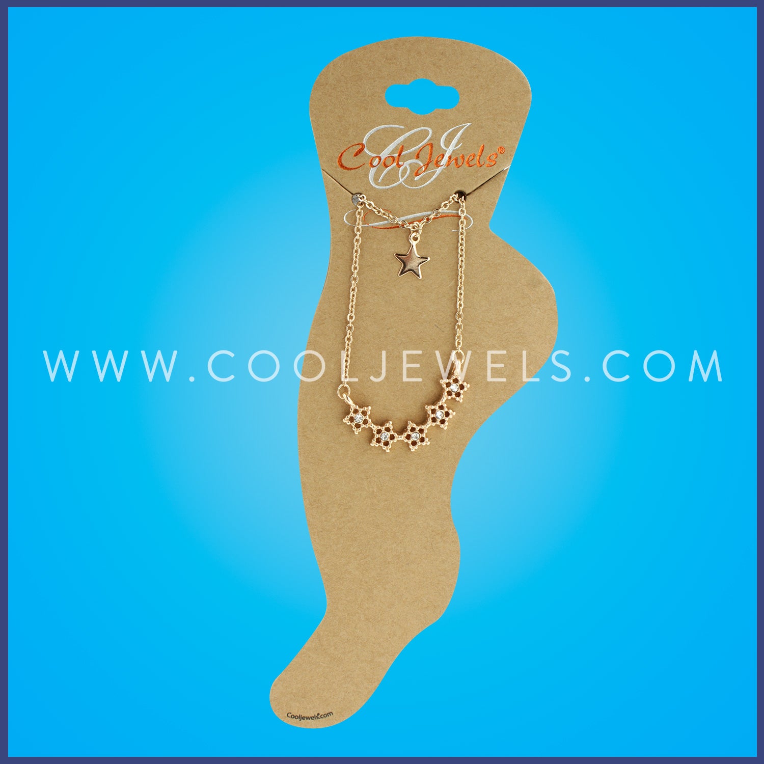 GOLD ANKLET WITH RHINESTONES & STARS