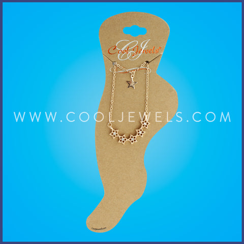 GOLD ANKLET WITH RHINESTONES & STARS