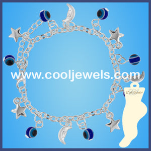 Evil Eyes Moon and Stars Anklets