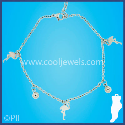 Flamingo & Silver Beads Anklet