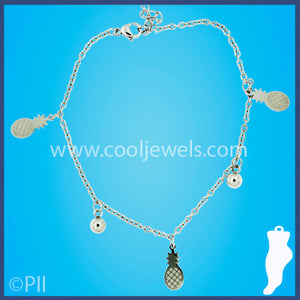 Pineapple & Silver Beads Anklet
