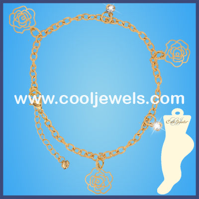 Rhinestone Flower Anklets