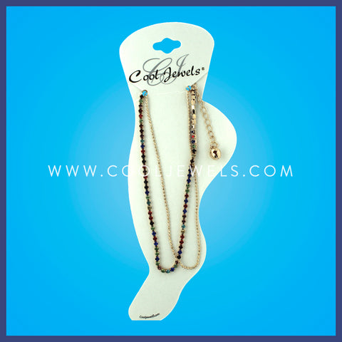 ANKLET WITH COLORED RHINESTONES