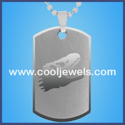 Stainless Steel Dinosaur Head Dog Tag Necklaces
