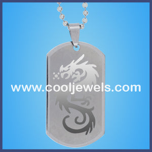 Stainless Steel Dragon Dog Tag Necklaces