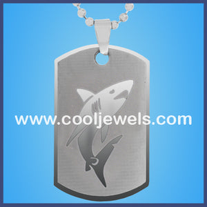 Stainless Steel Shark Dog Tag Necklaces