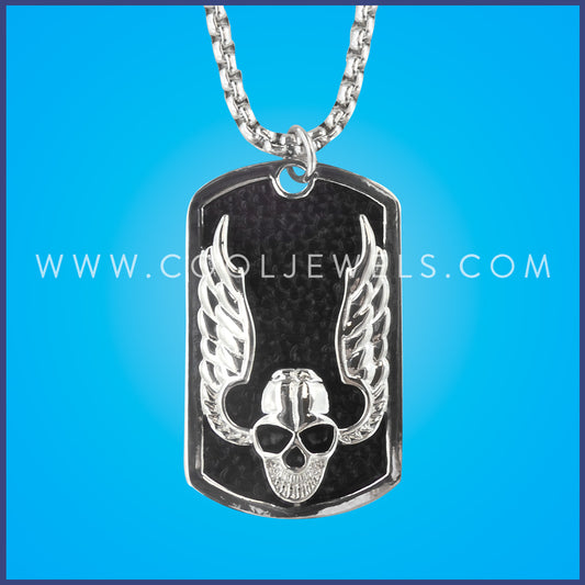 SILVER NECKLACE WITH SKULL DOG TAG