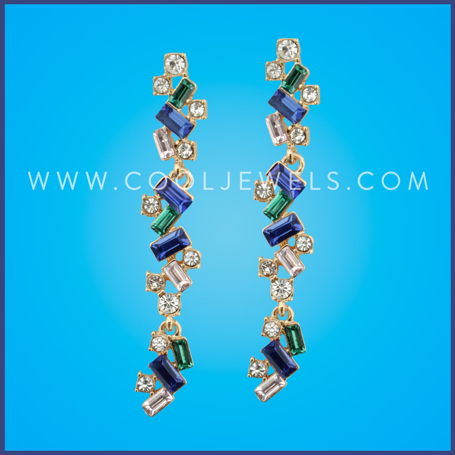 COLORED SQUARE RHINESTONE EARRING