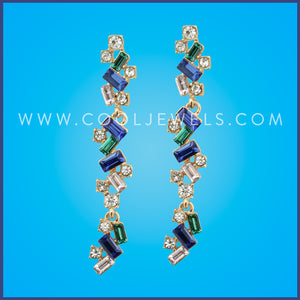COLORED SQUARE RHINESTONE EARRING