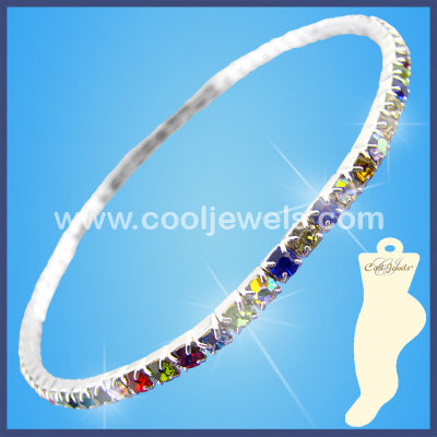 Multicolored Rhinestone Anklets