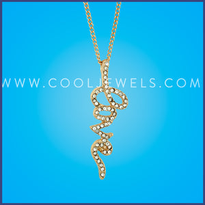 LINK CHAIN NECKLACE WITH RHINESTONE "L-O-V-E" - CARDED