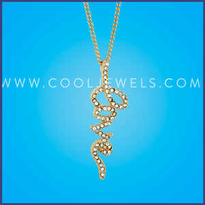 LINK CHAIN NECKLACE WITH RHINESTONE "L-O-V-E" - CARDED