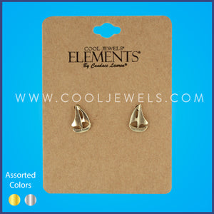MATTE SAILBOAT POST EARRING ON BLUE NATURAL CHIC EARRING CARD