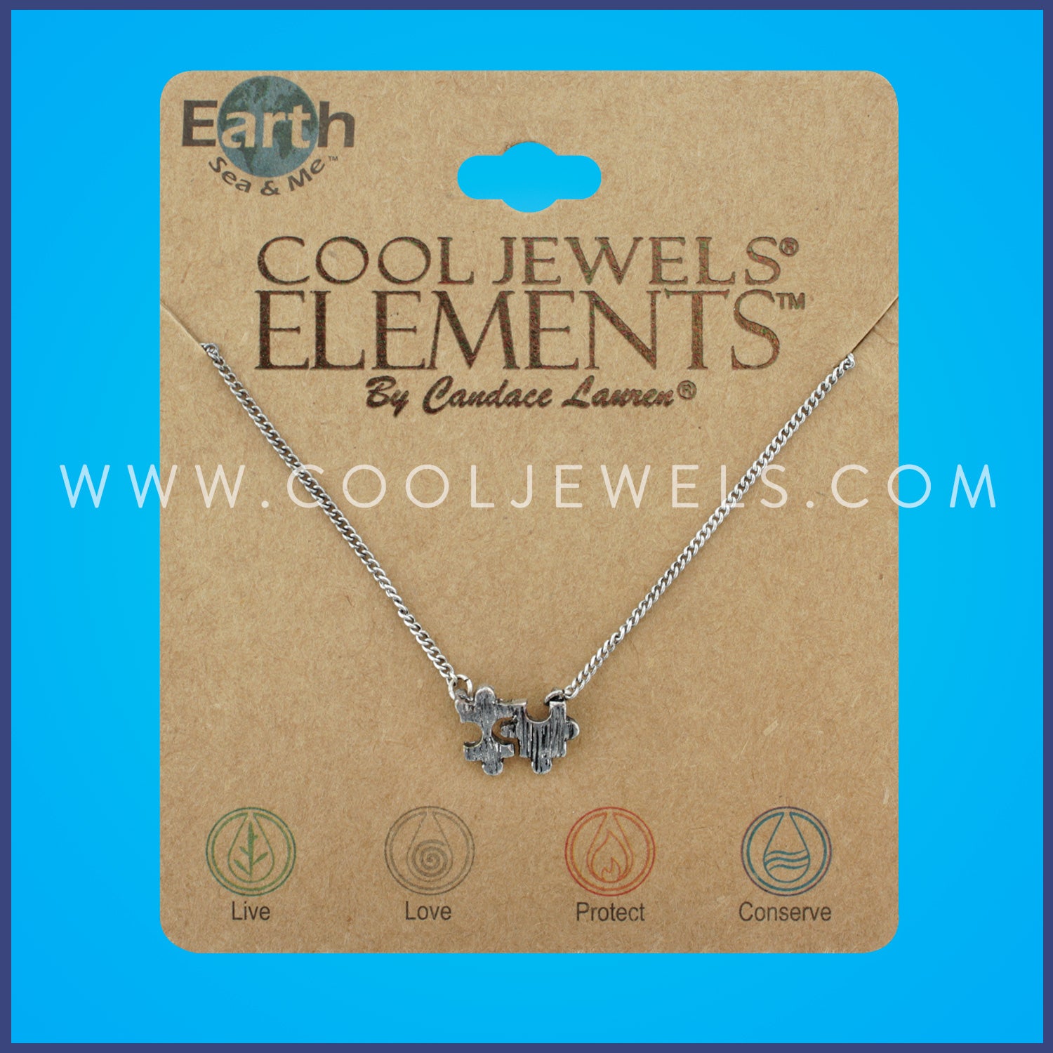 SILVER NECKLACE WITH PUZZLE PIECES - CARDED