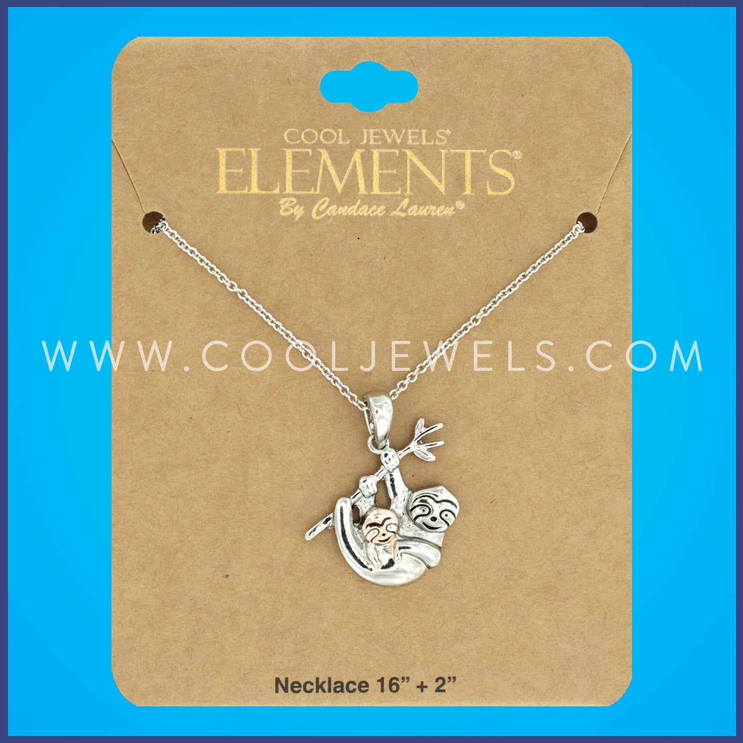 LINK CHAIN NECKLACE WITH SLOTH PENDANT - CARDED