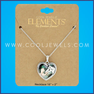 LINK CHAIN NECKLACE WITH HEART-SHAPED PENDANT WITH GIRL & HORSE - CARDED