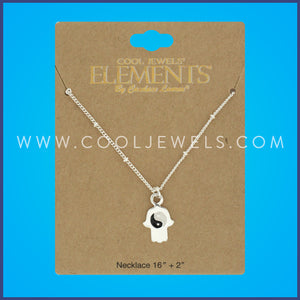 Cool Jewels® Elements® by Candace Lauren® Enamel Yin Yang Hamsa Hand Silver Necklaces