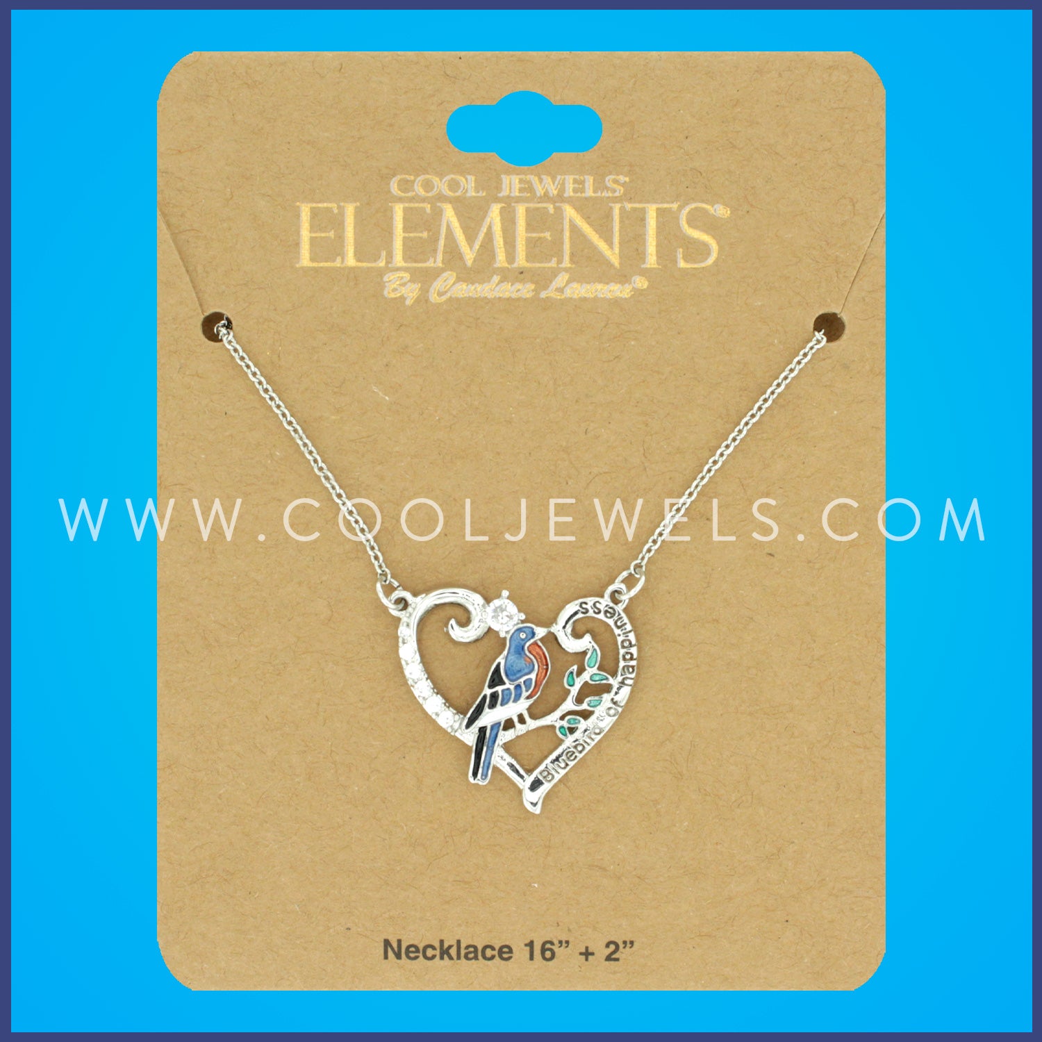 LINK CHAIN NECKLACE WITH HEART PENDANT WITH BIRD  - CARDED