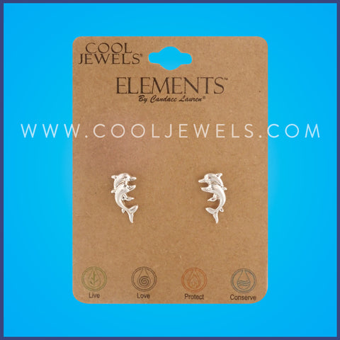 Cool Jewels® Elements® by Candace Lauren® Matte Silver Double Dolphin Post Earrings