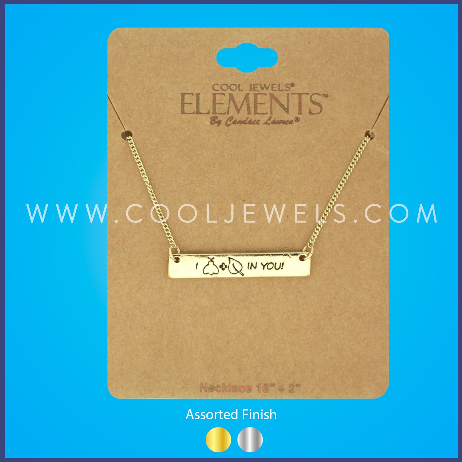 NECKLACE WITH "I BELIEVE IN YOU" PENDANT ON BLUE NATURAL CHIC NK CARD - ASSORTED COLORS