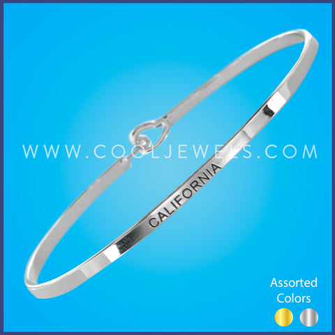 BANGLE BRACELET ENGRAVED WITH "CALIFORNIA"  CARDED