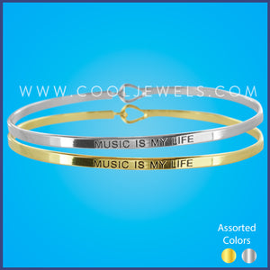 BANGLE BR ENGRAVED WITH "MUSIC IS MY LIFE" CARDED