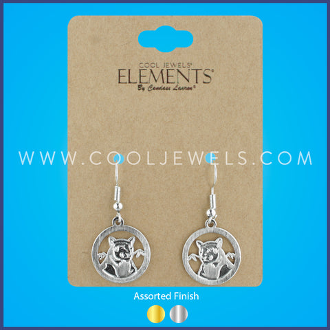 FISH HOOK EARRING WITH MOUNTAIN LION PENDANT ASSORTED - CARDED